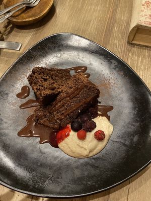 vegan chocolate brownie with fairtrade chocolate nn  at Paprika Shokudo Vegan in Osaka