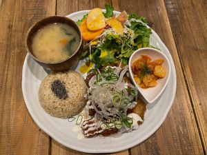 Soy Meat Kaarage Set at Paprika Shokudo Vegan in Osaka