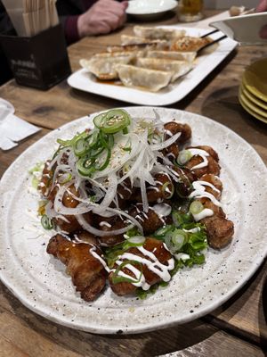 Karaage and gyoza  at Paprika Shokudo Vegan in Osaka