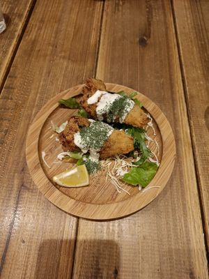 Deep fried oysters made from mushrooms and tofu at Paprika Shokudo Vegan in Osaka