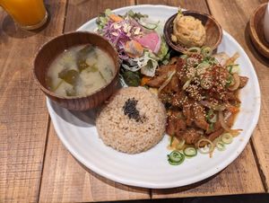 Stir fry lunch set at Paprika Shokudo Vegan in Osaka