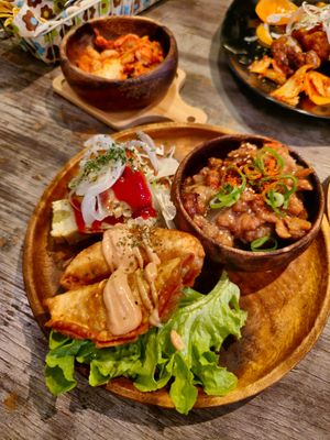 Cutlet mouth-sized at Paprika Shokudo Vegan in Osaka