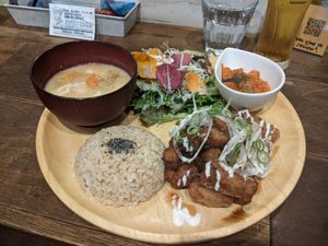 Karage set at Paprika Shokudo Vegan in Osaka