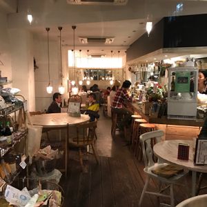 inside the restaurant  at Paprika Shokudo Vegan in Osaka