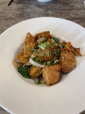 Stir fried veges and tempeh   at Paprika Shokudo Vegan in Osaka