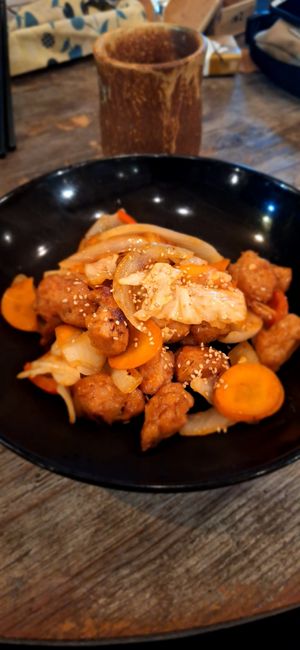 Sweet and sour "pork" at Paprika Shokudo Vegan in Osaka