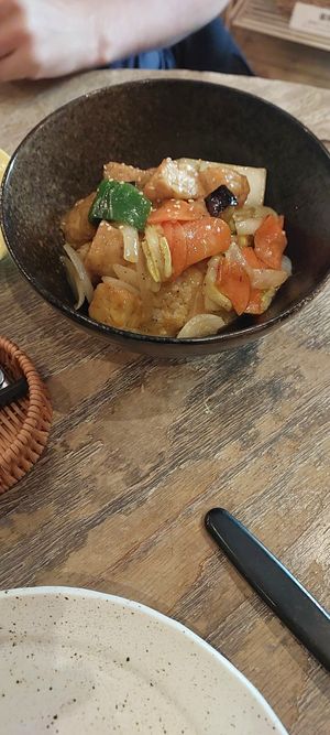 Tempeh and Vegetable Japanese-style rice bowl at Paprika Shokudo Vegan in Osaka