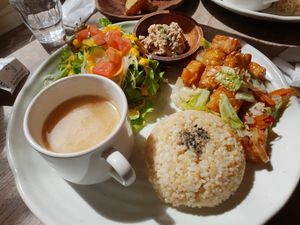Lunch teriyaki temphe at Paprika Shokudo Vegan in Osaka