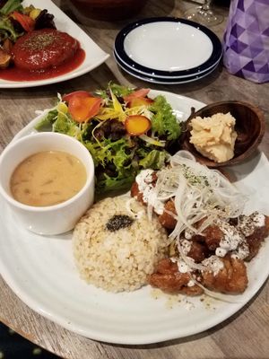 karaage set menu at Paprika Shokudo Vegan in Osaka