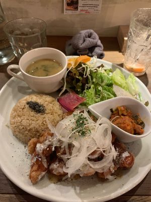 Soy nugget set at Paprika Shokudo Vegan in Osaka