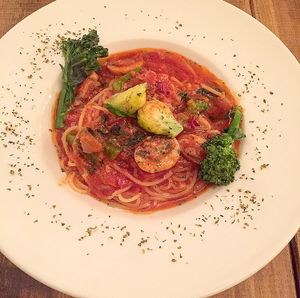 Tomato vegetable spaghetti  at Paprika Shokudo Vegan in Osaka