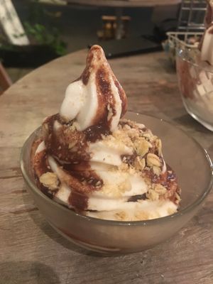 Vega ice cream with chocolate  at Paprika Shokudo Vegan in Osaka