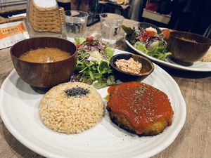 Amazing food, staff and vibes . Really cool quirky place with lots of variety to choose from . Highly recommend! Above is the cheese burger set . at Paprika Shokudo Vegan in Osaka