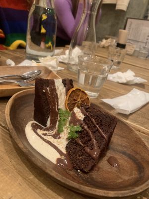 Chocolate brownie at Paprika Shokudo Vegan in Osaka