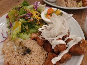 Soymeat lunch set. Nothing special really at Paprika Shokudo Vegan in Osaka