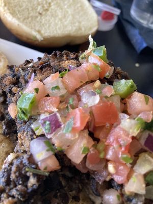 Black bean burger with cheese removed  at Tavern Six - Chagrin Falls in Chagrin Falls