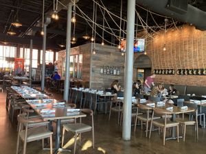 Interior seating at Collision Bend Brewing Company Cleveland in Cleveland