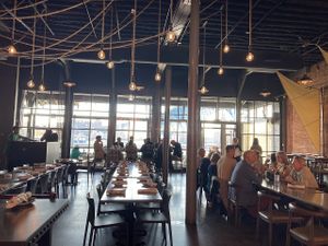 Interior seating at Collision Bend Brewing Company Cleveland in Cleveland
