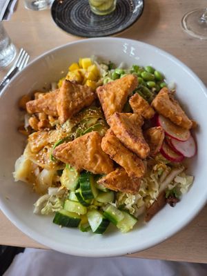 Poke bowl at Collision Bend Brewing Company Cleveland in Cleveland