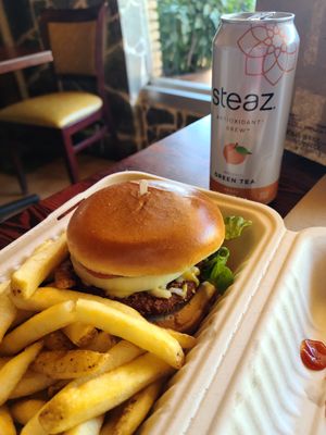 Chick'n Sandwich with Cheeze added and fries at One Veg World in West Covina