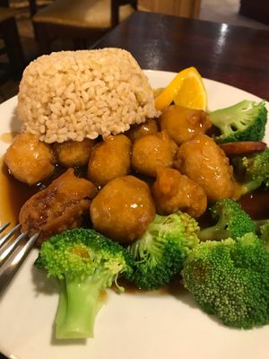 Orange chicken at One Veg World in West Covina