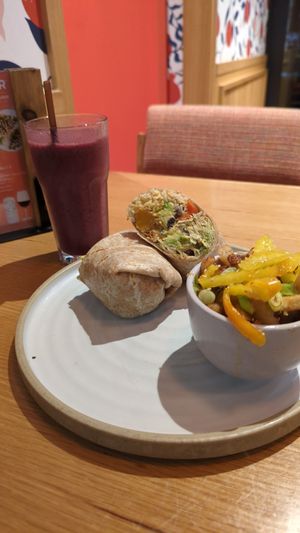 9 layer burrito and dragon fries at Fresh on Eglinton in Toronto