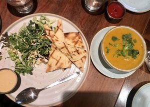 Soup and salad combo  at Fresh on Eglinton in Toronto