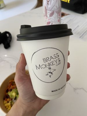 Soy latte  at Brass Monkeys Cafe  in Blackwood