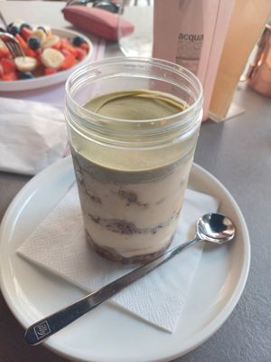 Pistachio cake - best vegan pudding I have ever had in my 10 years as a vegan. Go and order this! It is labelled vegan on the menu. at Forma  in Catania