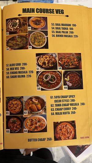 menu  at Spice Indian Cuisine in Bangkok