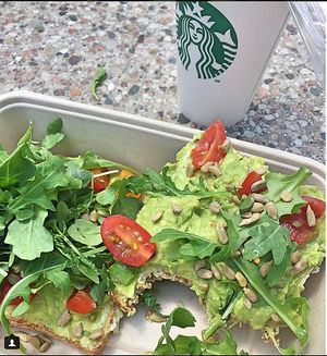 Avocado toast.  Has a yummy "cheese" spread under the avocado.  at Cocobeet in Boston