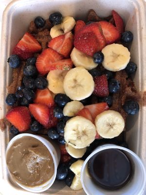 Waffles with sunflower seed butter at Cocobeet in Boston