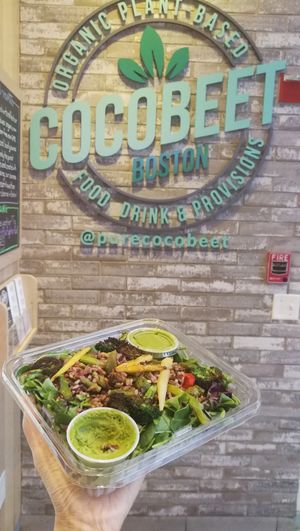 Roasted vegetables with Wild Rice Mix (gluten-free)
Mesculin, broccoli, asparagus, brussel sprouts, carrots, bell peppers, basil, wild rice, brown rice, basil, parsley, garlic, red at Cocobeet in Boston