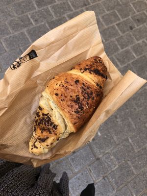 Chocolate filled croissant   at Matcha & Coffee by Mama Carmen's in Mallorca