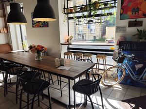 One part of the cafe at Synergia in Katowice