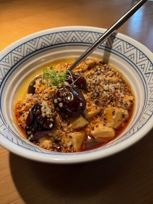 Quinoa Tofu with chilis  at QingChun Perma (慶春樸門) in Beijing