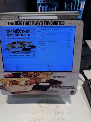 Receipt  at Osmow's Shawarma - BCC in Brampton