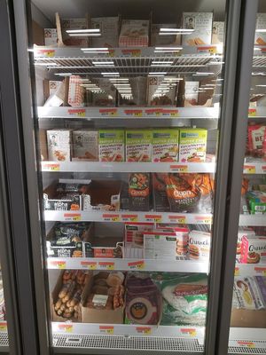 Quorn, and dutch frozen vegetarian foods at Vreugdenhil Supermarket in Willemstad