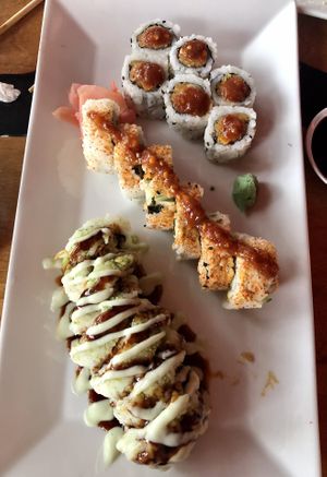 Club Vegan Earth Day Roll, Club Vegan Crunch Roll, & Dirty South Roll at Sticky Rice in Washington