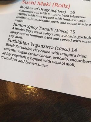 specials menu at Sticky Rice in Washington