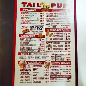 Menu (lots of vegan friendly options) at TAIL O' THE PUP in West Hollywood