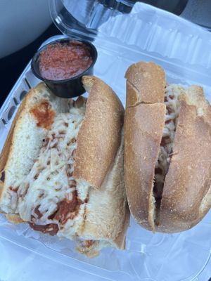 Vegan Chick’n Parm 10” sándwich   at Mama's Restaurant and Baci Cafe in Hackettstown