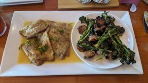 Eggplant Francese with sausage and broccoli rabe at Mama's Restaurant and Baci Cafe in Hackettstown
