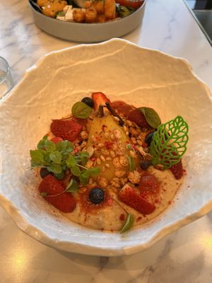 Poached pear porridge   at 7th Heaven Cafe in Kirrawee