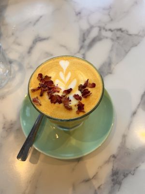 Tumeric latte   at 7th Heaven Cafe in Kirrawee
