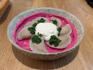 Spinach dumplings at Green in Lviv