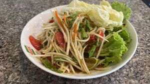 Thai green papaya salad  at Punsuk Vegetarian in Bangkok