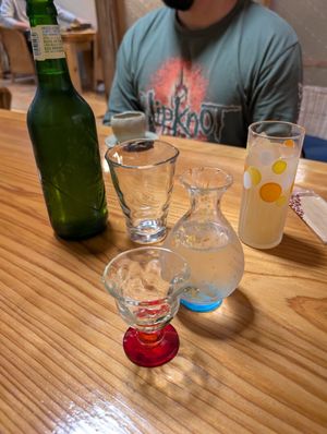 Beeru, sake, apple juice at Vegan Soba Ramusa - 楽夢咲 in Nara