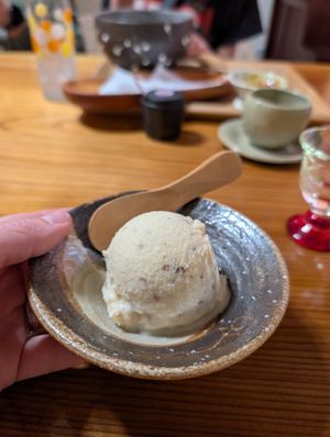 Buckwheat ice cream, exquisite 🤌🏼 at Vegan Soba Ramusa - 楽夢咲 in Nara