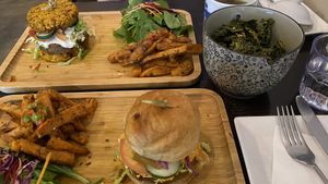 Kales chip on the side. And two burgers. at Afterglow by ANGLOW in Central Singapore